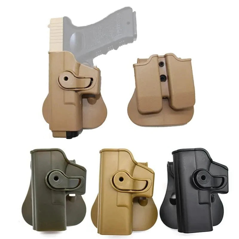 Left Hand Gun Holster – IMI Glock Pistol Case for Gen 1-4 Glock 17, Waist Holster with 9mm Mag Pouch, Hunting Accessories