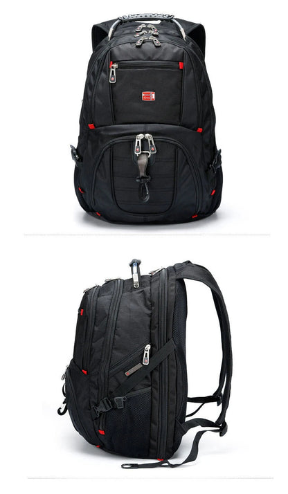 Swiss Multifunctional 17 Inch Laptop Backpack – Durable Travel Bag with USB Charging Port, Water-Resistant College Bookbag