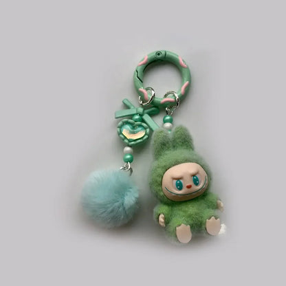 Kawaii Labubu Keychain — 3D Cartoon Doll Pendant for Schoolbag or Car, Trendy Gift for Men & Women