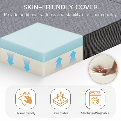 Orhopui Tri-Folding Gel Memory Foam Floor Mattress – Ultra Soft Portable Mattress with Breathable Mesh and Removable Washable Cover