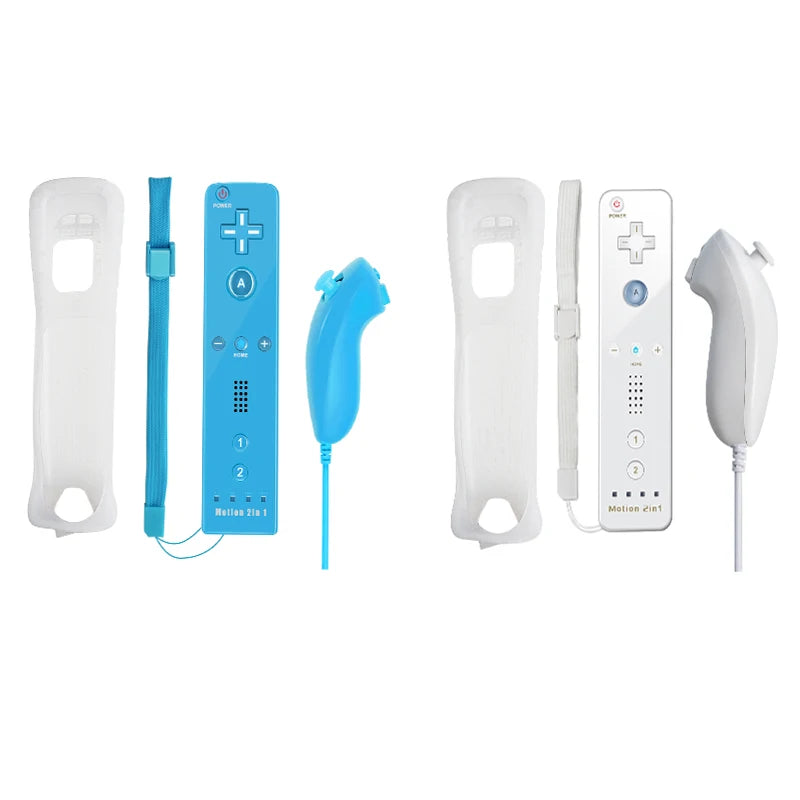 2-in-1 Nintendo Wii Controller Set | Wireless Remote Gamepad with Motion Plus Joystick & Silicone Case