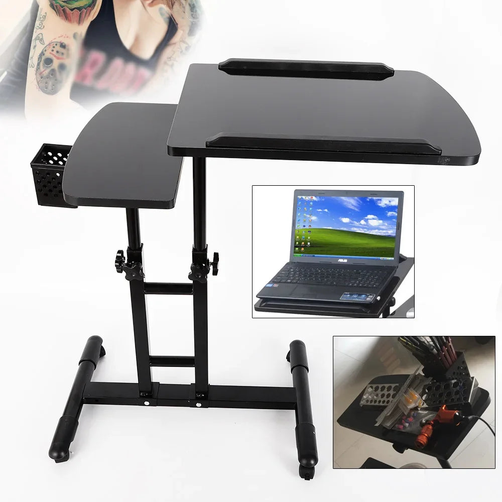 Portable Tattoo Workstation — Adjustable Dual Surface Table with Impact-Resistant Board