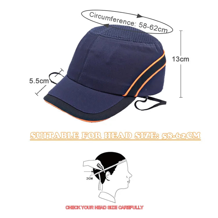 New Work Safety Bump Cap – Hard Shell Protective Baseball Hat for Head Protection