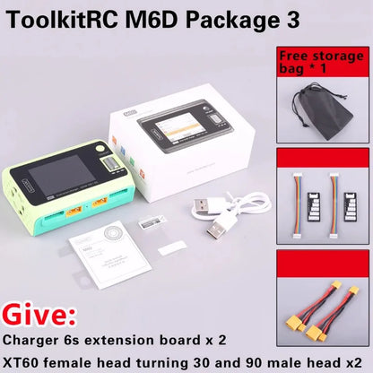 ToolkitRC M6D 500W Smart Charger - 15A Dual DC Charger & Discharger for 1-6S LiPo, LiHV, Li-Ion, NiMH & Pb Batteries