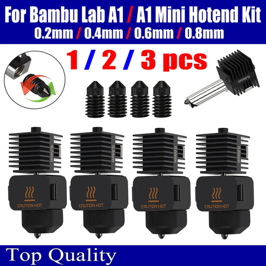 Bambu Lab A1 Mini Hotend Kit – 0.2/0.4/0.6/0.8mm Hardened Steel Nozzle for A1 3D Printer