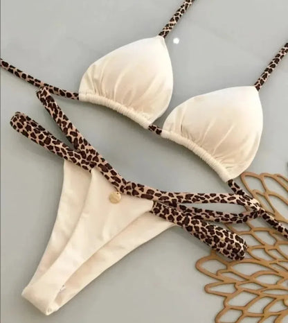 Women’s Leopard Print Bikini Set – Sexy Swimwear for Beach Vacation, Thong Bathing Suit & Summer Beachwear