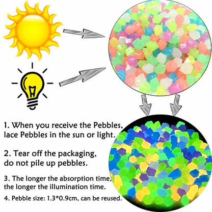 300/500 Pcs Luminous Garden Pebbles - Glow in the Dark Stones for Outdoor, Fish Tank, and Aquarium Deco