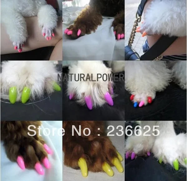 20pcs Pet Dog Nail Caps - Soft Paw Protectors Finger Grooming Claw Covers for Dogs S M L XL XXL