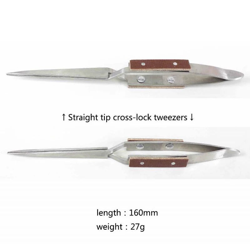 Self-Locking Jewelry Soldering Tweezers Set – Curved & Straight Rebound Precision Welding Repair Tool