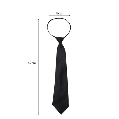 Unisex Black Clip-On Tie – Simple Security Necktie for Uniforms, Suits, Students & Funerals