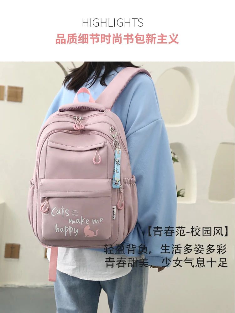 Teen Girls School Backpack | Pink Waterproof Bag for Primary & Middle School Students