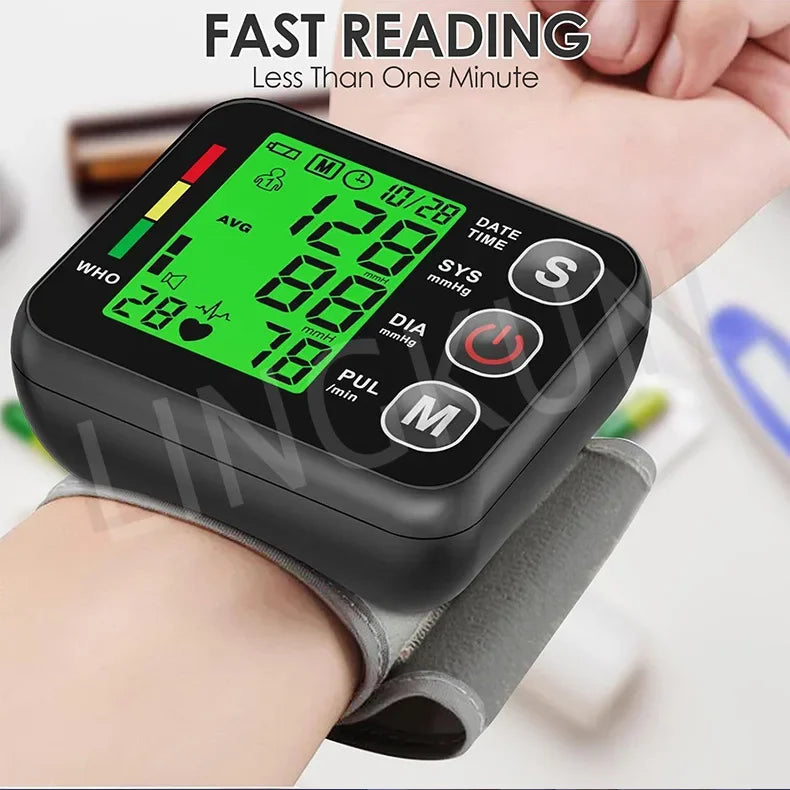 English Voice Digital Wrist Blood Pressure Monitor – High-Accuracy Electronic Sphygmomanometer Tonometer