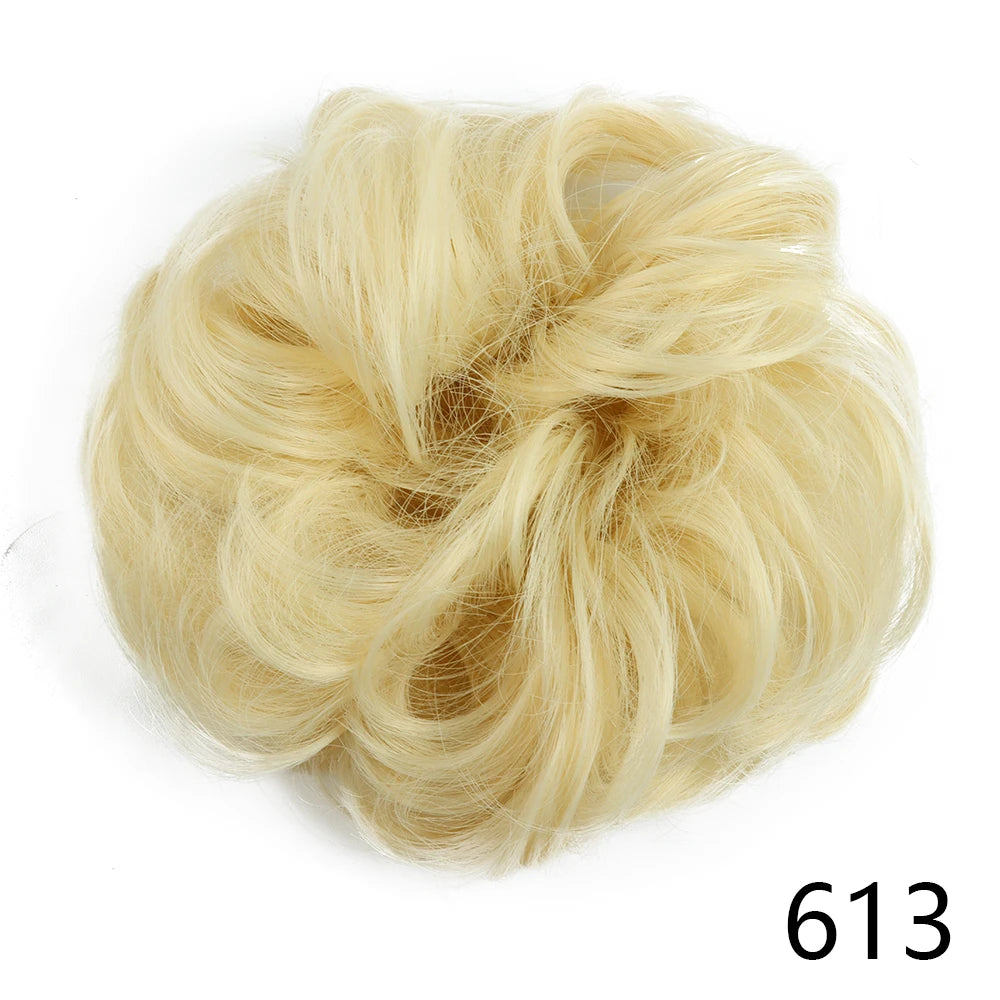 Synthetic Wavy Hair Bun Wig – Elastic Rubber Scrunchie Curly Ponytail Hair Extension for Ladies