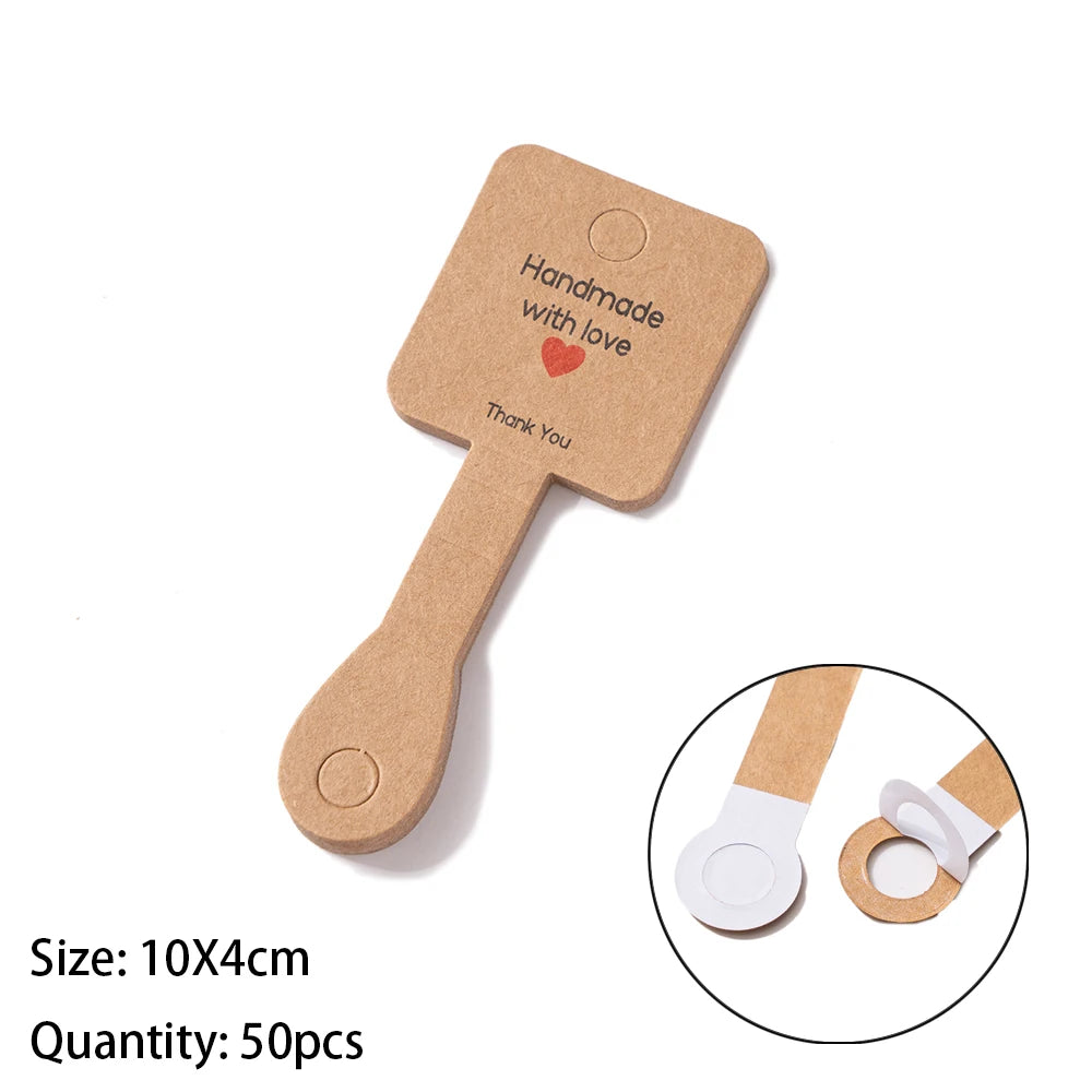 50PCS Self-Adhesive Display Card — 4x10cm Price Tags for Bracelets, Keychains & Jewelry Packaging, Small Business Labels
