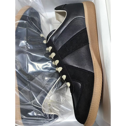 Unisex Patchwork Suede Sneakers - Vintage German Army Trainer Casual Shoes