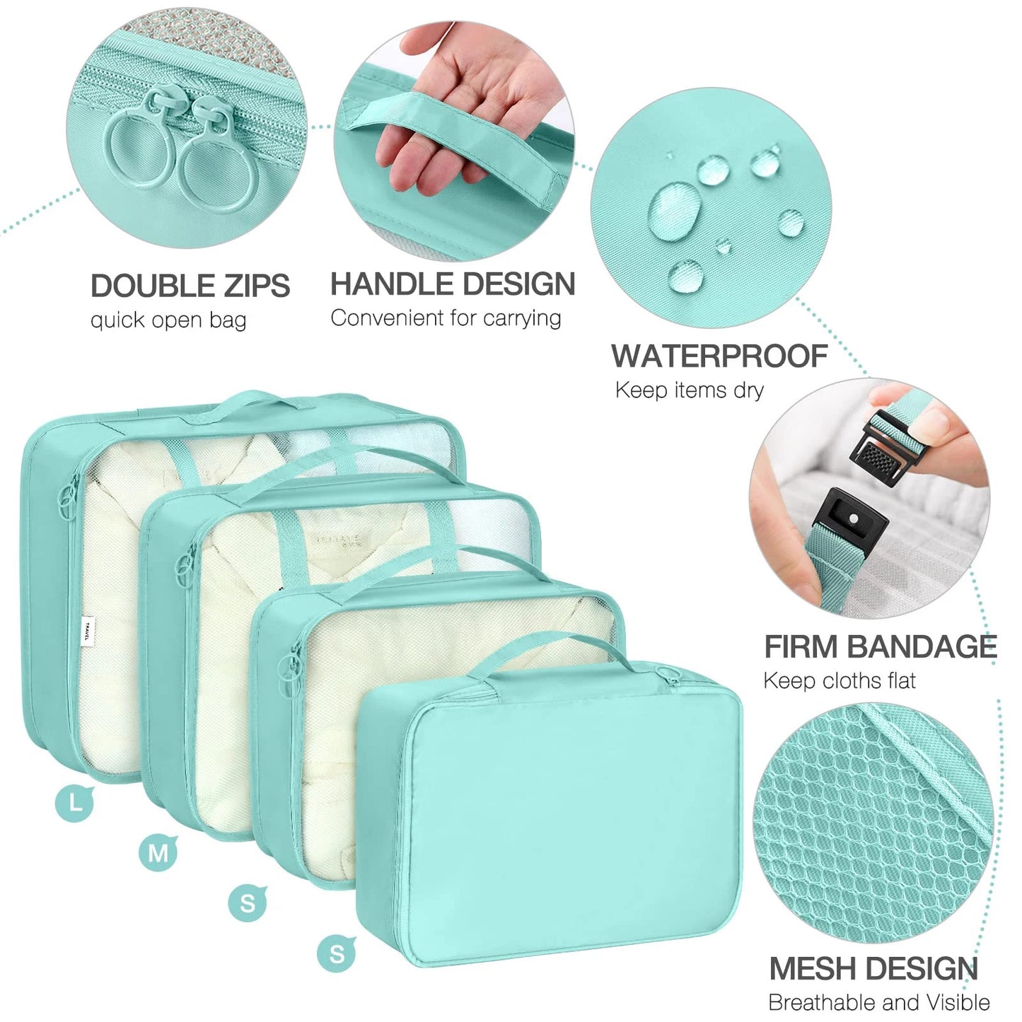7-Pcs Travel Organizer Packing Cubes Set – Portable Luggage Storage Bags for Clothes, Shoes & Accessories