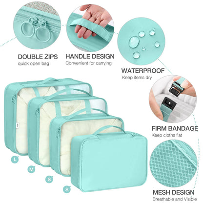 7-Pcs Travel Organizer Packing Cubes Set – Portable Luggage Storage Bags for Clothes, Shoes & Accessories