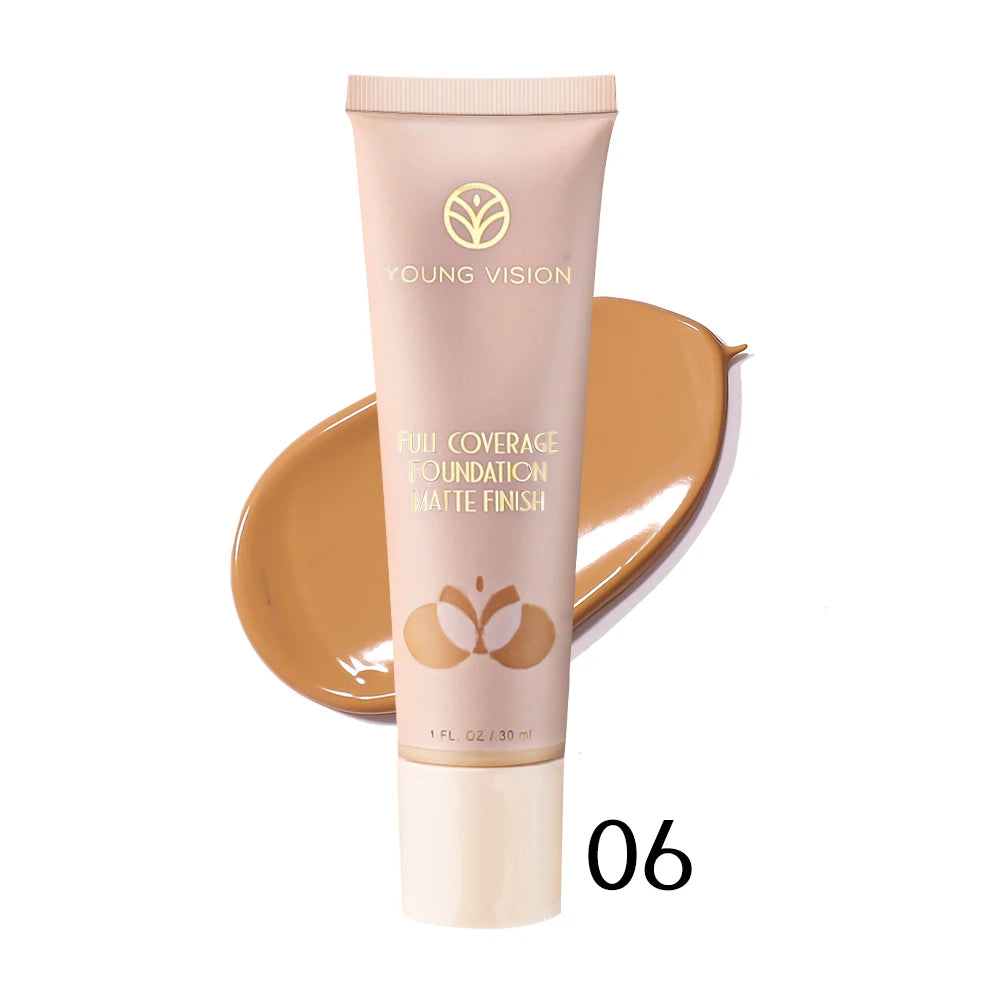 30ml Matte Liquid Foundation Cream – Long-Wear, Oil-Control, Full Coverage Waterproof Concealer for Wheat Tone Makeup
