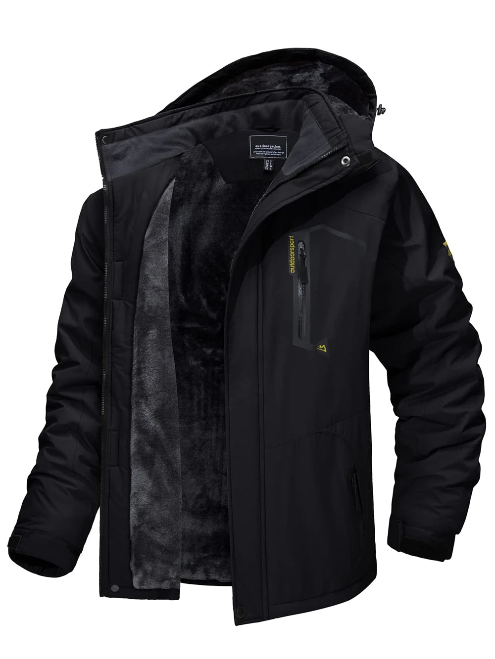 Men’s Fleece Lined Mountain Jacket - Removable Hooded Winter Ski, Snowboard and Hiking Parka Coat