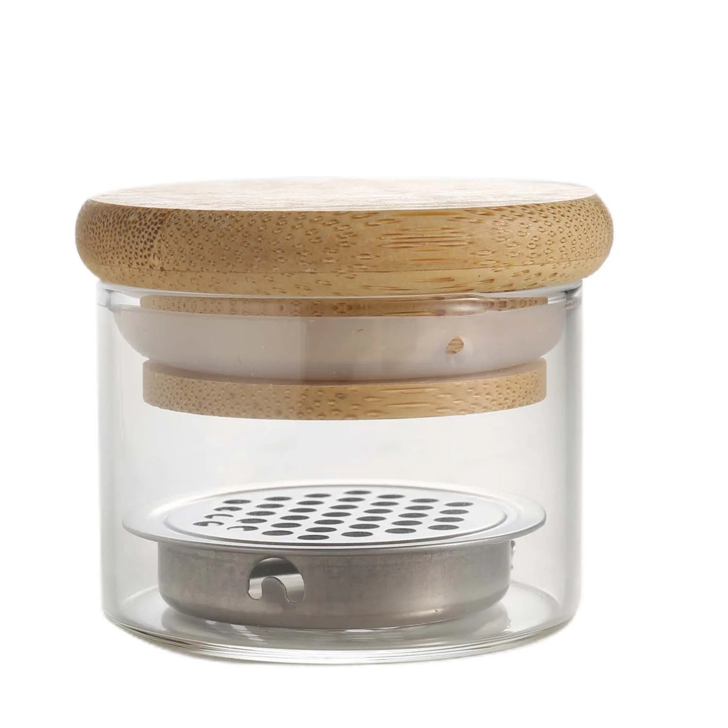 Nail Brush Cleaning Cup - Crystal Glass Cleaner Container with Stainless Steel Mesh Base for Nail Drill Bits and Brushes