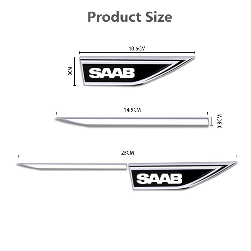 Stainless Steel Car Fender Side Blade Decal – Body Protective Sticker for SAAB 9-3, 9-5, 900, 9000