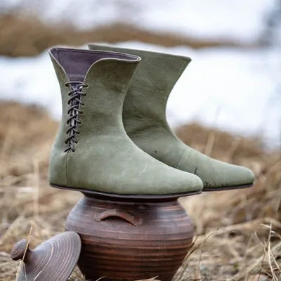 Men’s Medieval PU Leather Ankle Boots - Victorian Renaissance Knight LARP Cosplay Shoes