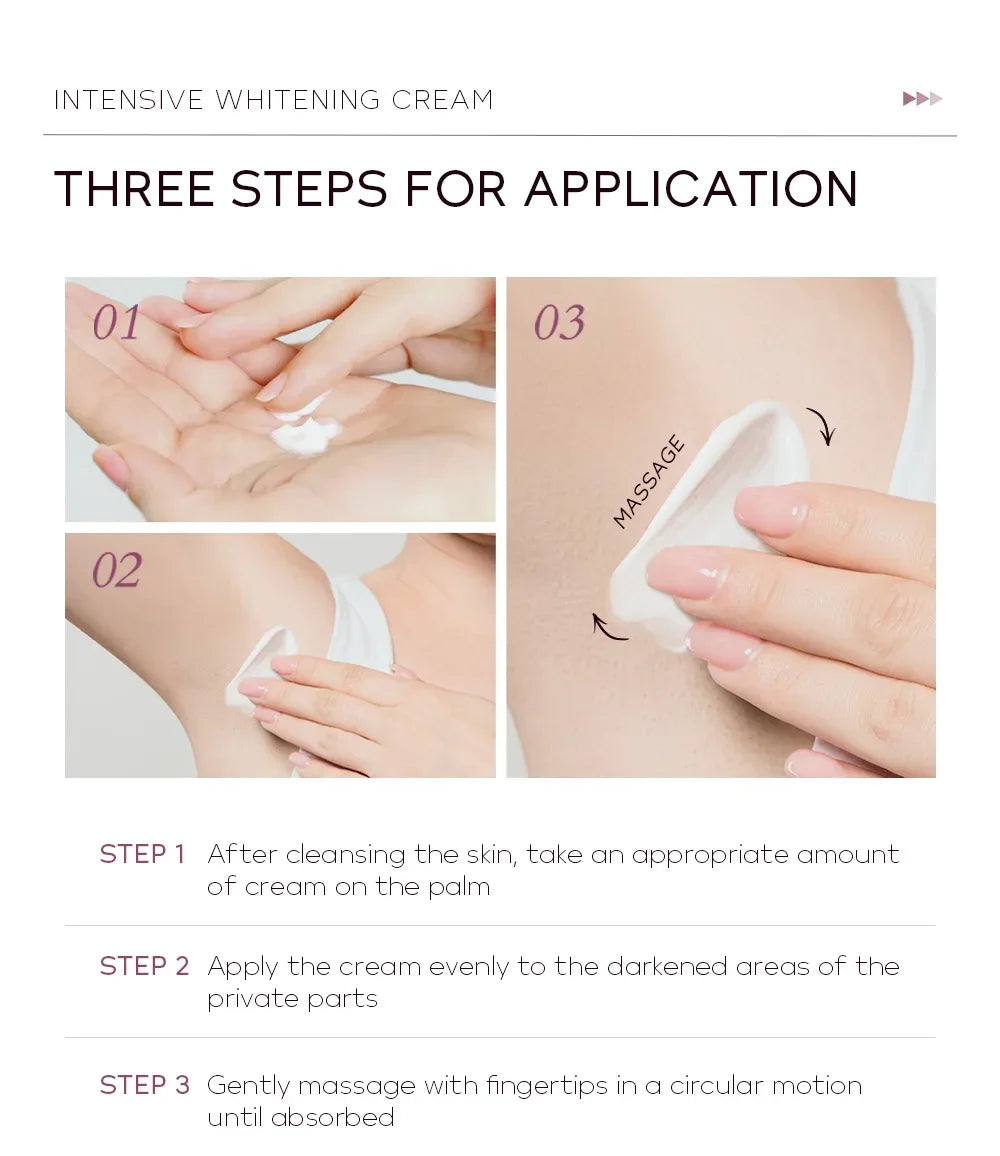 Whitening Cream for Dark Skin – Underarm, Armpit & Intimate Area Lightening Moisturizer, Korean Brightening Skincare for Women