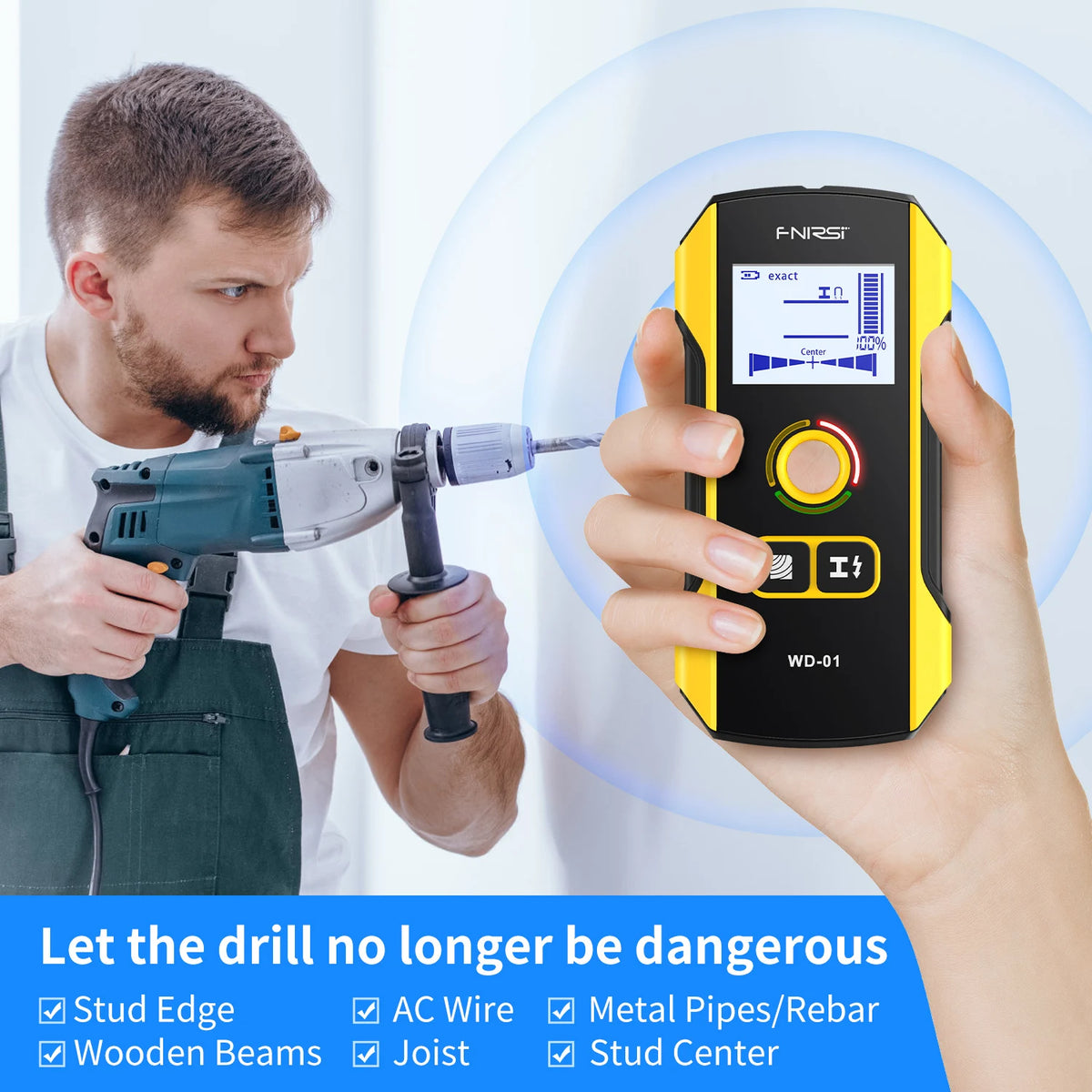 FNIRSI WD-01/WD-02 Wall Scanner & Metal Detector - AC Wire, Metal, Wood Stud & Cable Finder