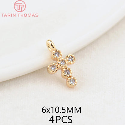 24K Champagne Gold Cross Charms - Small Brass DIY Jewelry Pendants & Craft Accessories