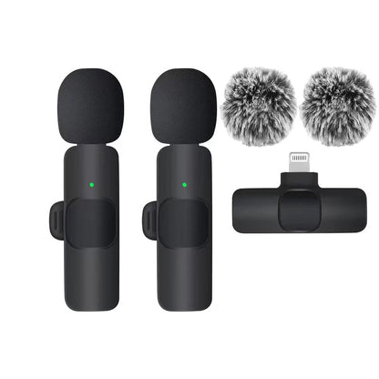 Basix Wireless Lavalier Microphone – Mini Windproof Audio Recorder with Replaceable Wool for iPhone 16, Vlog & YouTube Shooting