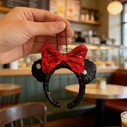 Mouse Ear Bow Pendant - Mini Sequin Bag Charm, Hair Accessory & Keychain