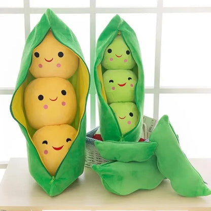 Plush Pea Pillow Toy - Cute Kawaii Stuffed Plant Doll for Kids, Boys & Girls Gift