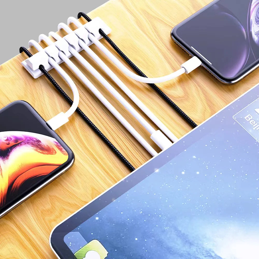 Silicone Cable Holder Organizer - Flexible Cord Management Clips for USB Wires, Earphones, Mouse & Keyboard Cables
