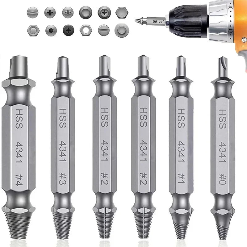 Damaged Screw Extractor Set - HSS Drill Bit Kit for Removing Stripped Broken Screws with Power Tools