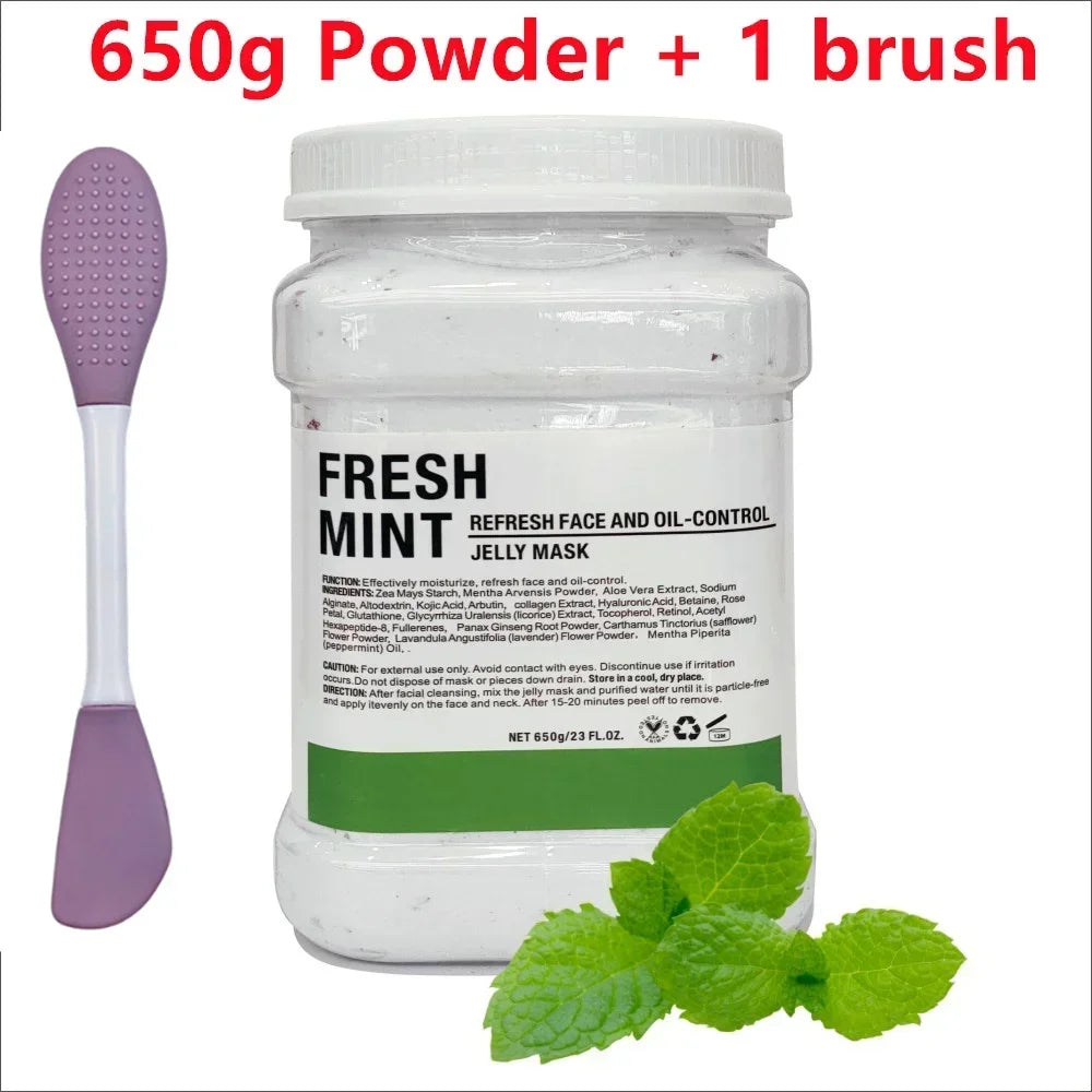 650g Chamomile Hyaluronic Acid Facial Moisturizing Mask Powder with Silicone Brush, Rose Jelly Mask for Skin Elasticity