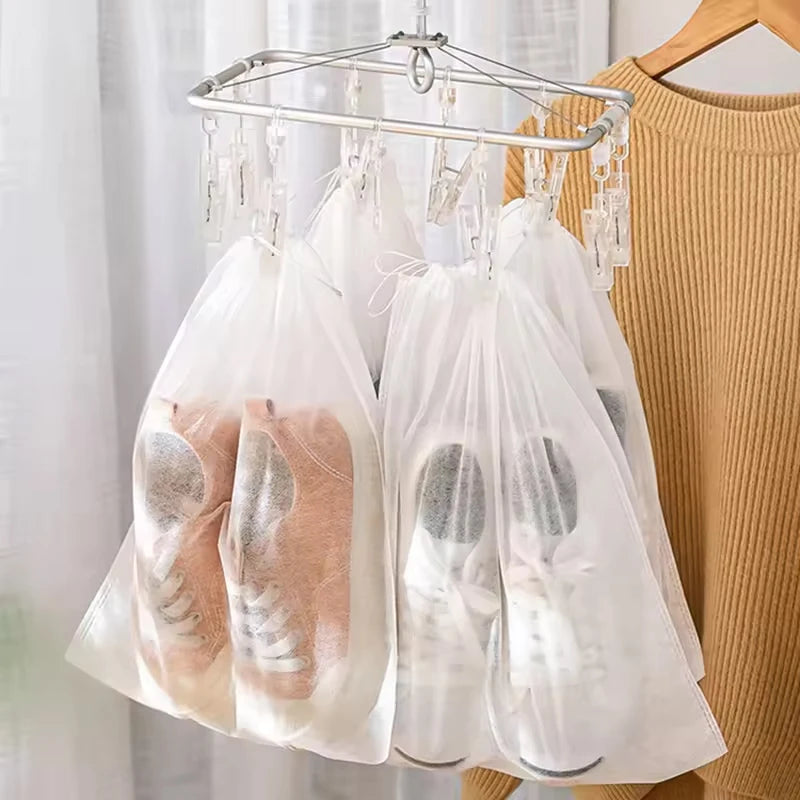 50pcs Breathable Dustproof Storage Bags – Non-Woven Drawstring Clear Shoe Covers & Travel Pouches for Protection & Organization