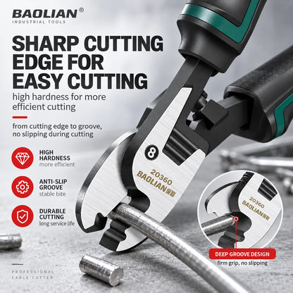 6/8/10-Inch Wire Cutter & Stripper Pliers - Multifunctional Electrician Cable Cutting & Terminal Tool