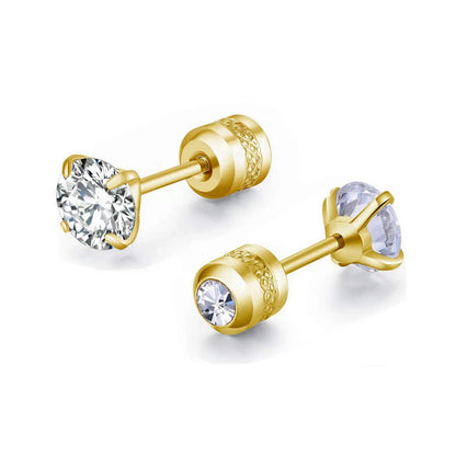 Medical Stainless Steel Crystal Zircon Ear Studs – Hypoallergenic Tragus & Cartilage Screw Piercing Earrings Jewelry