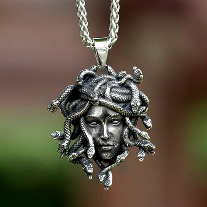 316L Stainless Steel Men’s Medusa Pendant Necklace — Vintage Snake Design Jewelry Accessory, Party Gift with Free Shipping