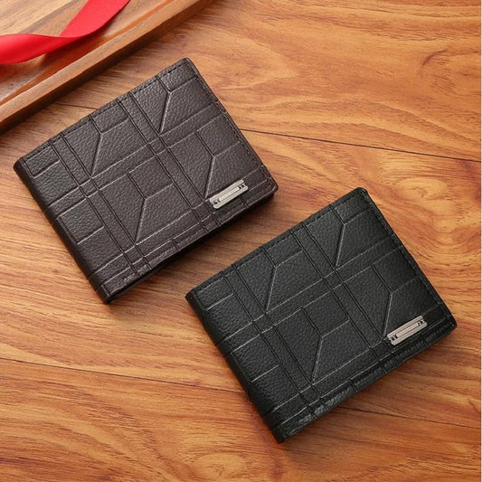 Men’s Slim Leather Bifold Wallet – Minimalist Multi-Card Holder Business Casual Short Wallet with Money Clip