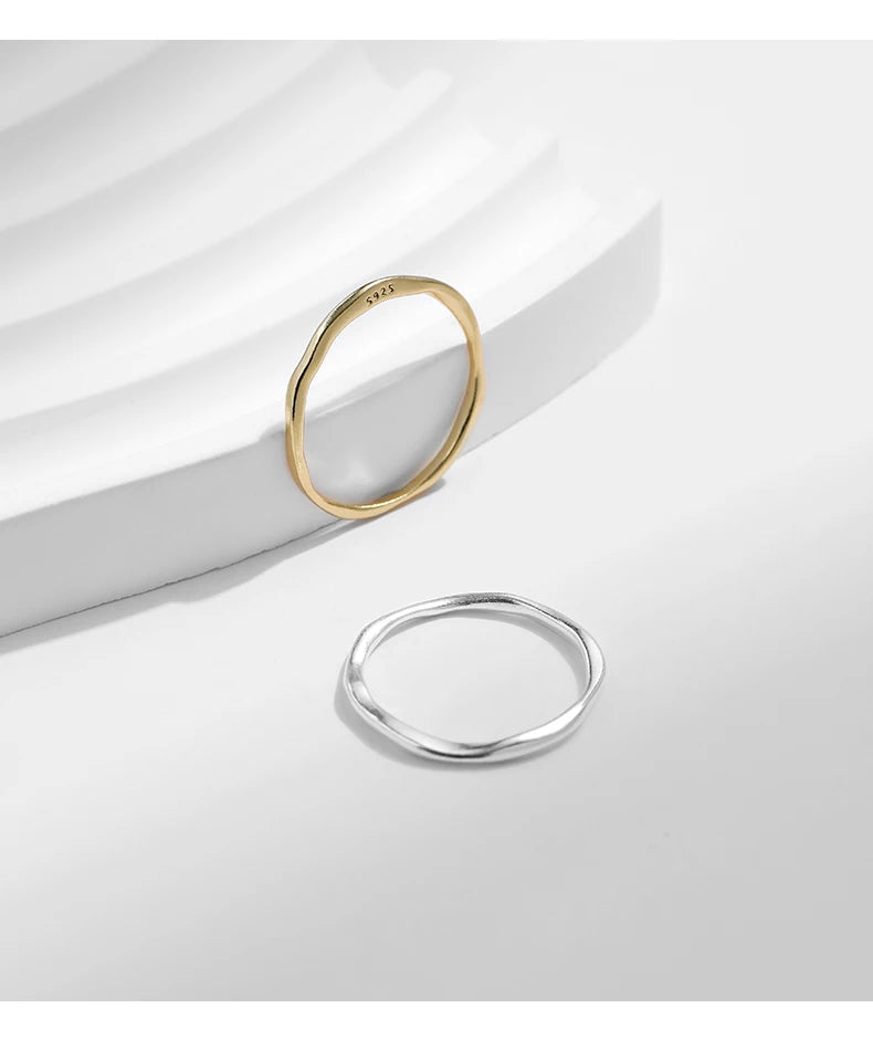 MODIAN 925 Sterling Silver Stackable Ring – Classic Wave Geometric Finger Ring, Fashion Jewelry for Women