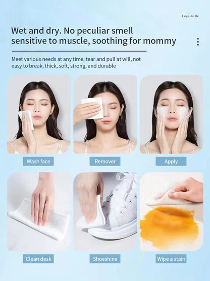 Extra Thick Disposable Facial Towels - Gentle & Absorbent Cotton Makeup Remover Wipes