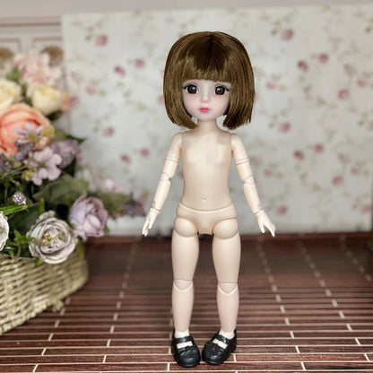30cm 1/6 BJD Ball Jointed Doll – Starry Gray Eyes with Lolita Fashion Dress, DIY Toy Gift for Girls