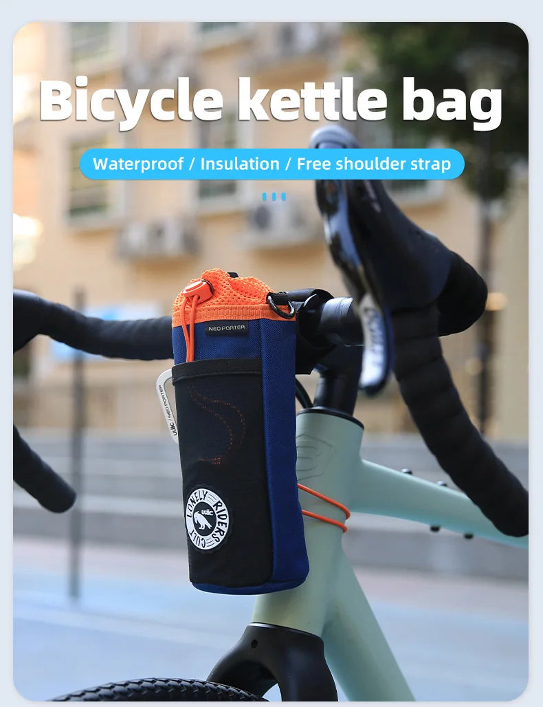 C-HOLD Bike Handlebar Stem Bag — Insulated Water Bottle & Snack Storage Pouch for Touring, Commuting, Bikepacking