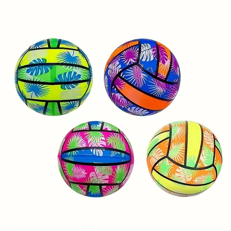 Inflatable Beach Volleyballs – 1/2/4PCS Tropical Leaf PVC Pool Toy for Summer Outdoor Sports