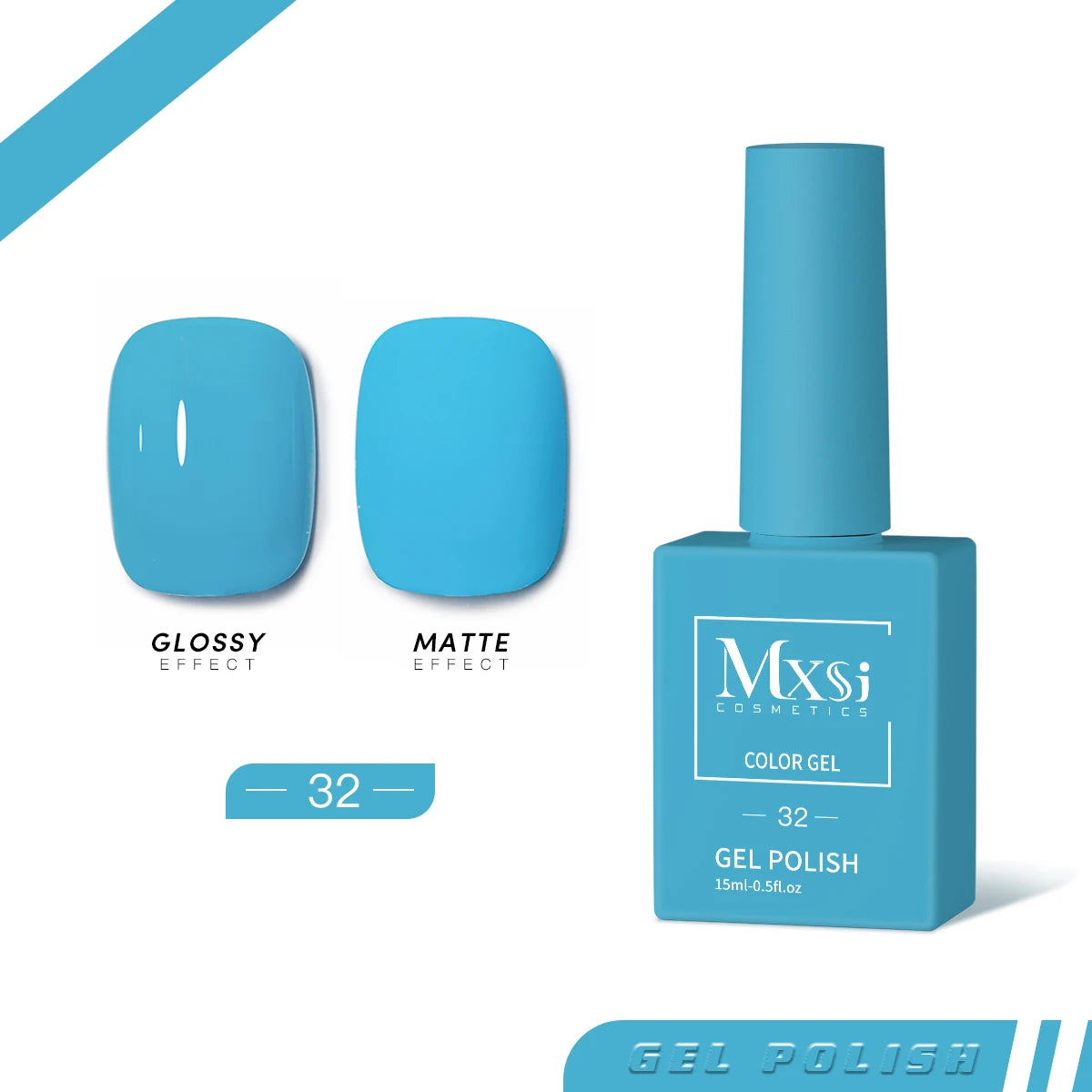 Mxsi 15ml Gel Nail Polish - Neon Brown, Royal Blue, Red, Green & Nude UV Gel Lacquer Colors for Nail Art