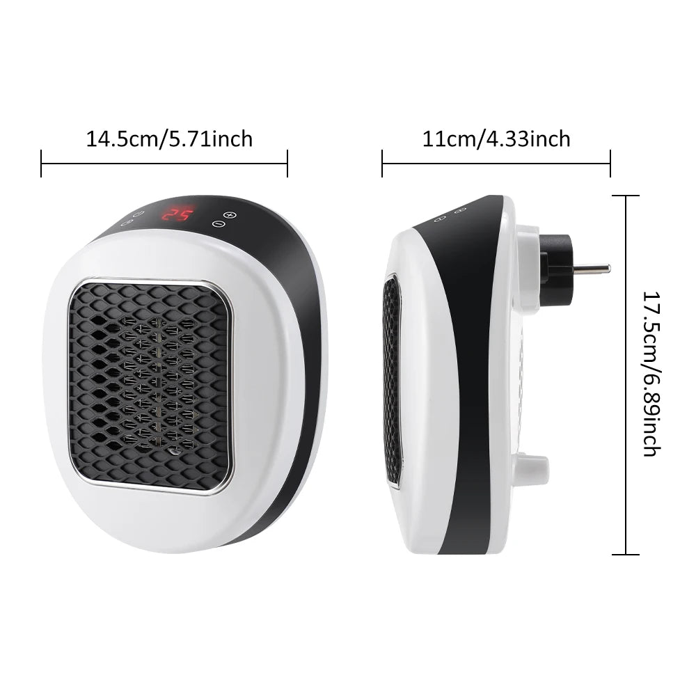 PTC Wall Outlet Space Heater - Fast-Heating Electric Plug-In Heater with Remote Control for Bedroom, Office and RV