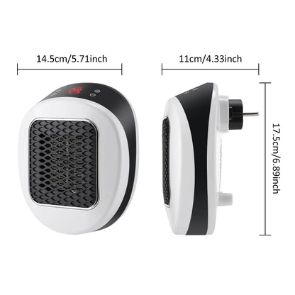 PTC Wall Outlet Space Heater - Fast-Heating Electric Plug-In Heater with Remote Control for Bedroom, Office and RV