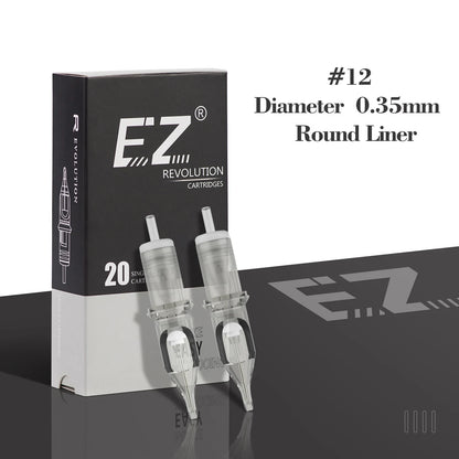 EZ Revolution #12 0.35mm Tattoo Needle Cartridges - Round Liner RC Series 20-Pack