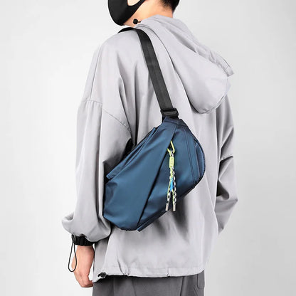 Men’s Shoulder Chest Bag - Nylon Waterproof Outdoor Sport Running & Cycling Belt Bag, Large Capacity Travel Phone Pouch Messenger Bag